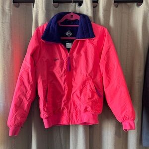 Vintage 90s Columbia Sportswear Women’sVibrant Pink Bomber Fleece Ski Jacket, L